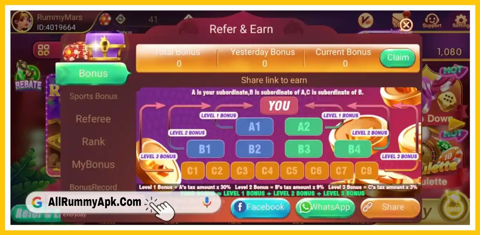 Mars Rummy Refer & Earn