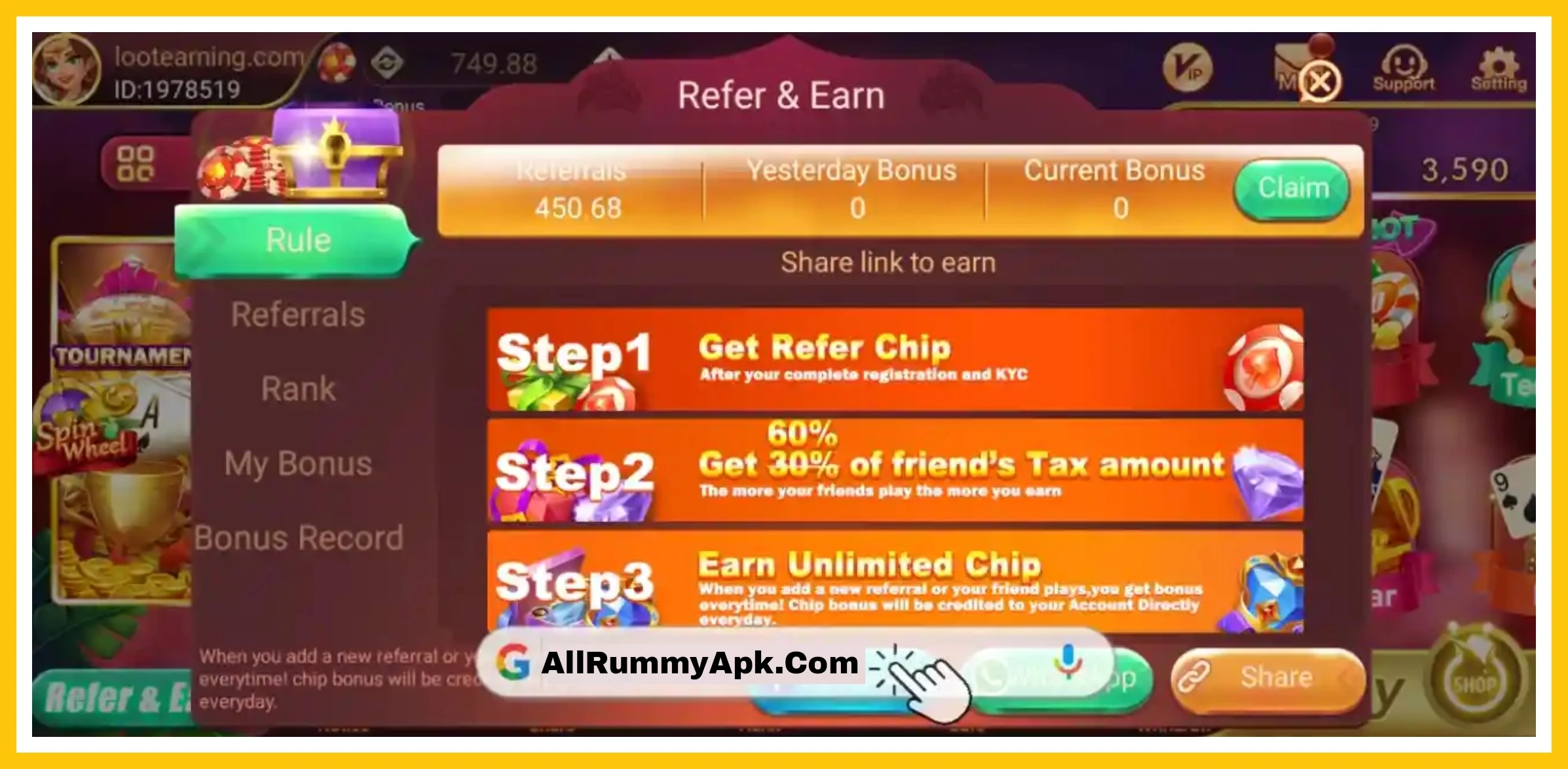 Modern Rummy Refer & Earn