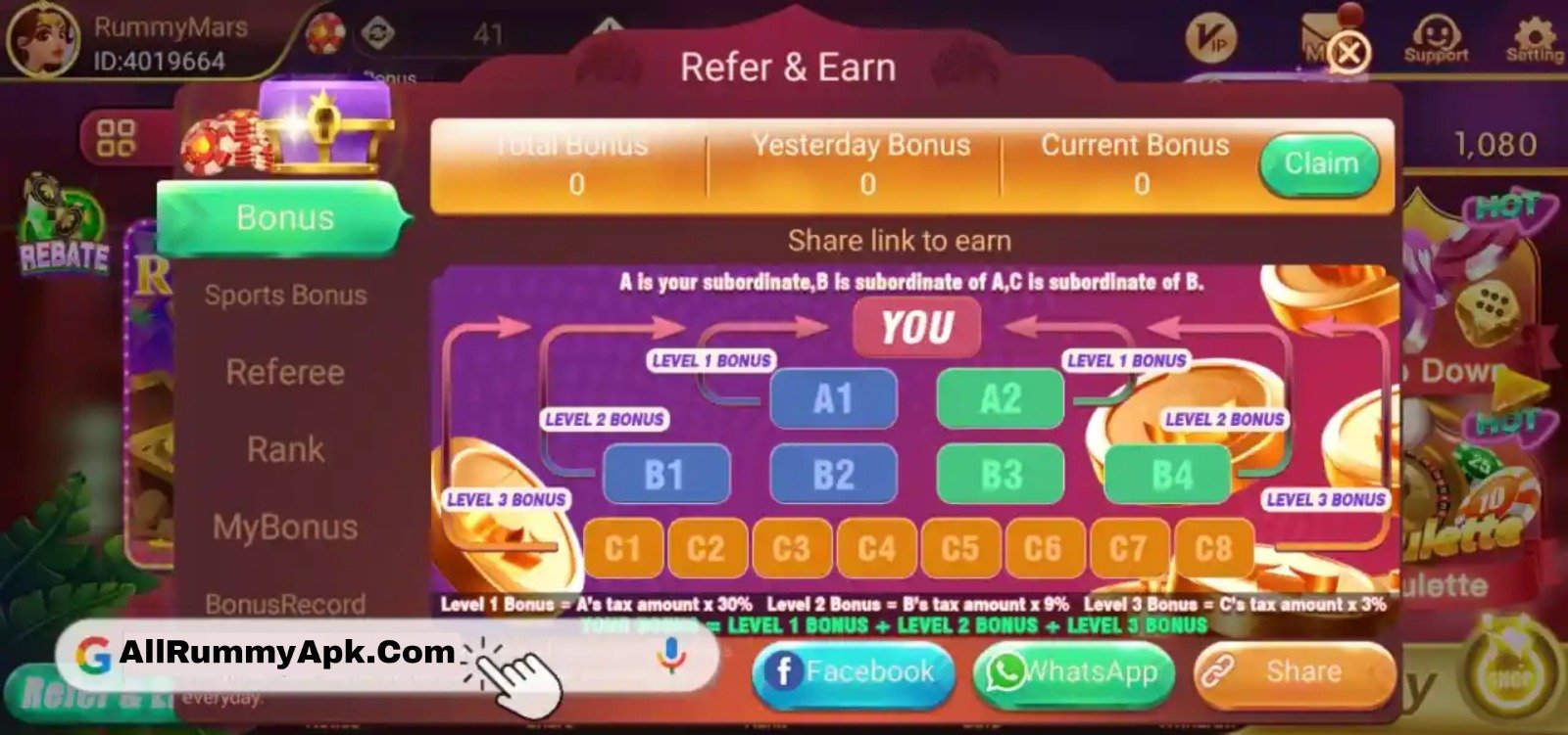 Palms Rummy Refer & Earn